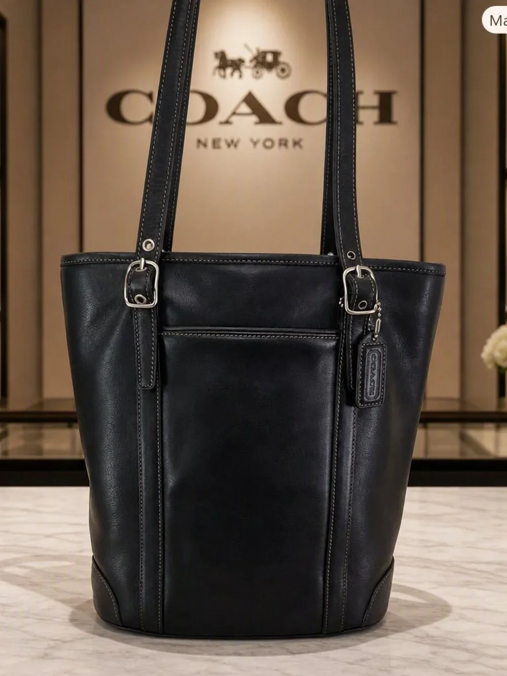 Coach Vintage Hampton Legacy Black Leatherware Tote